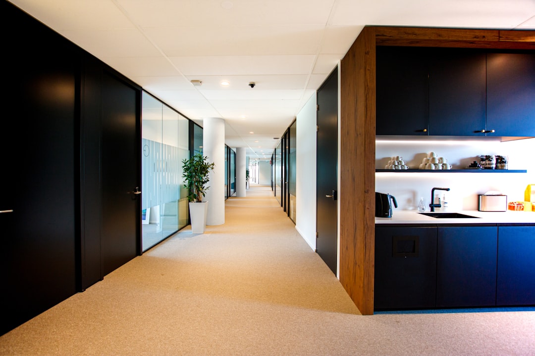 Clean commercial office corridor — cleaning service direction